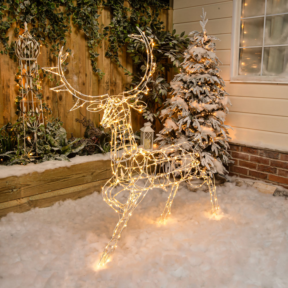 The Christmas Centre 330 LED White Wire Light-Up Stag Reindeer 4.5ft Image 4