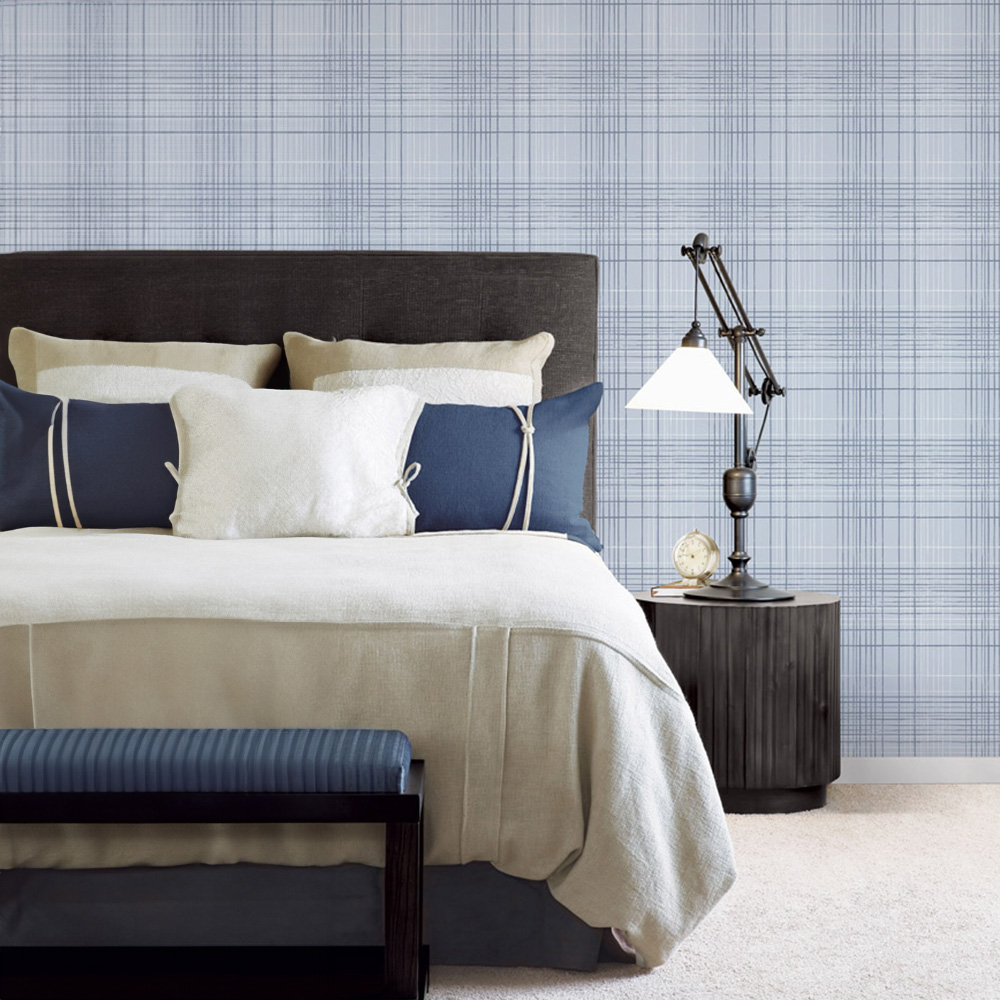 Galerie Deauville 2 Grid Blue and White Wallpaper Image 3