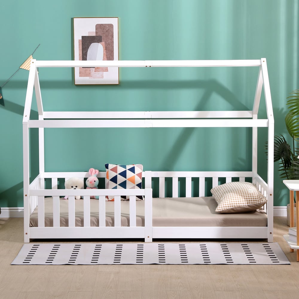 Portland Wood House White Kids Bed Frame Image 8