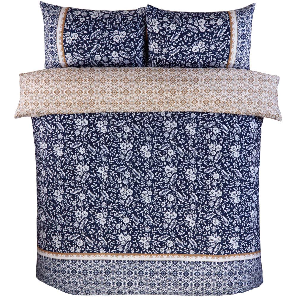 Rapport Home Eleanor King Size Blue Eleanor Floral Polyester Reversible Duvet Cover Set Image 2