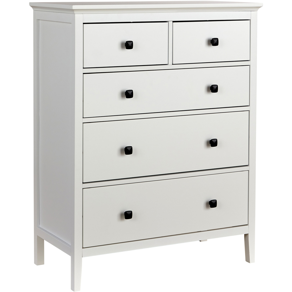Home Source 5 Drawer White Wide Chest of Drawers Image 2