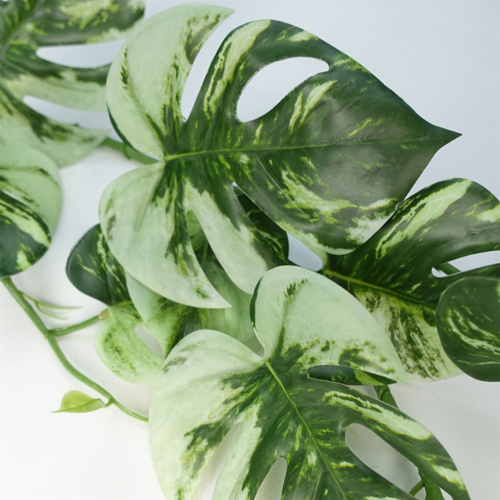 Leaf Trailing Variegated Monstera Hanging Artificial Plant 6ft Image 4