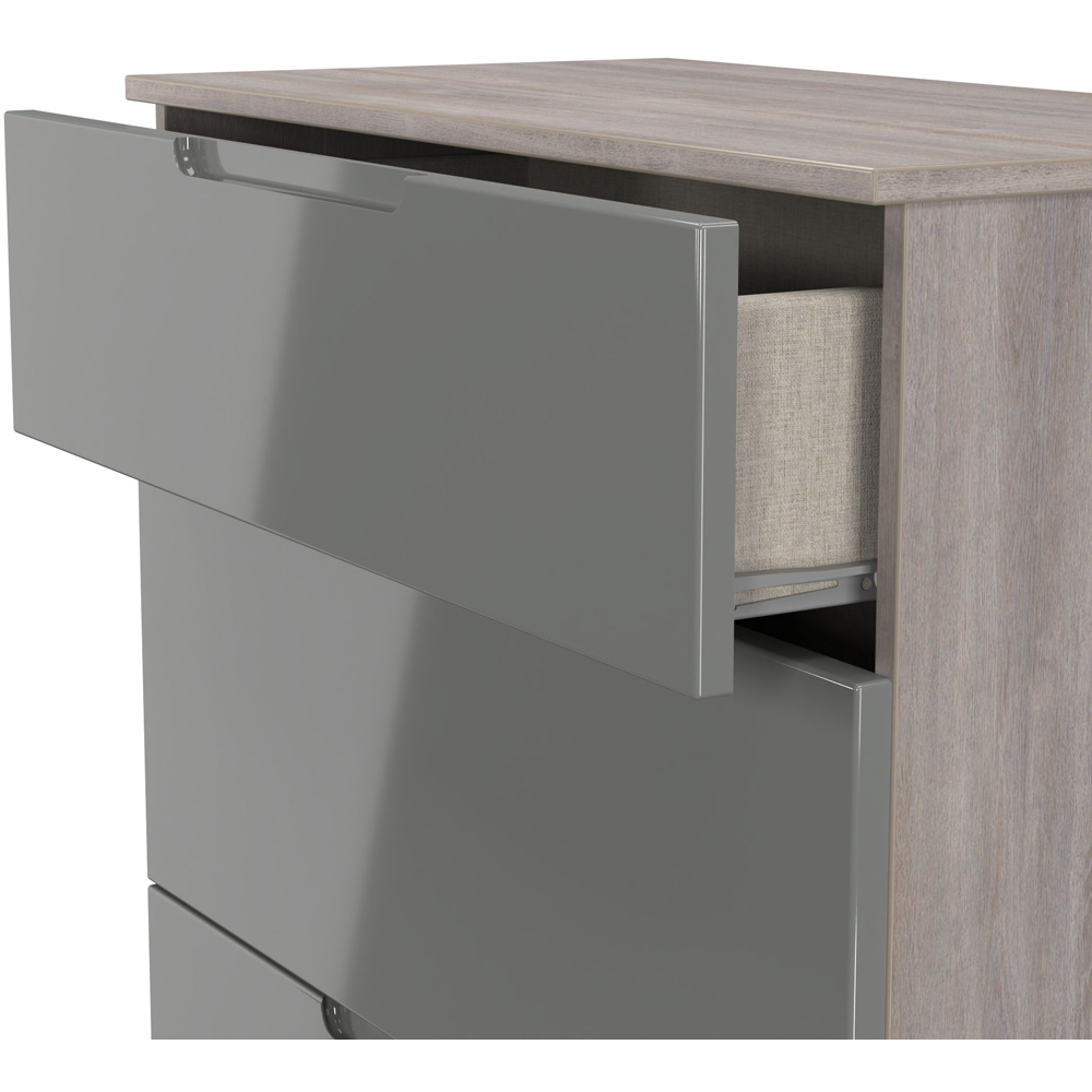 Crowndale Milan 3 Drawer Grey Gloss and Grey Oak Deep Chest of Drawers Ready Assembled Image 6