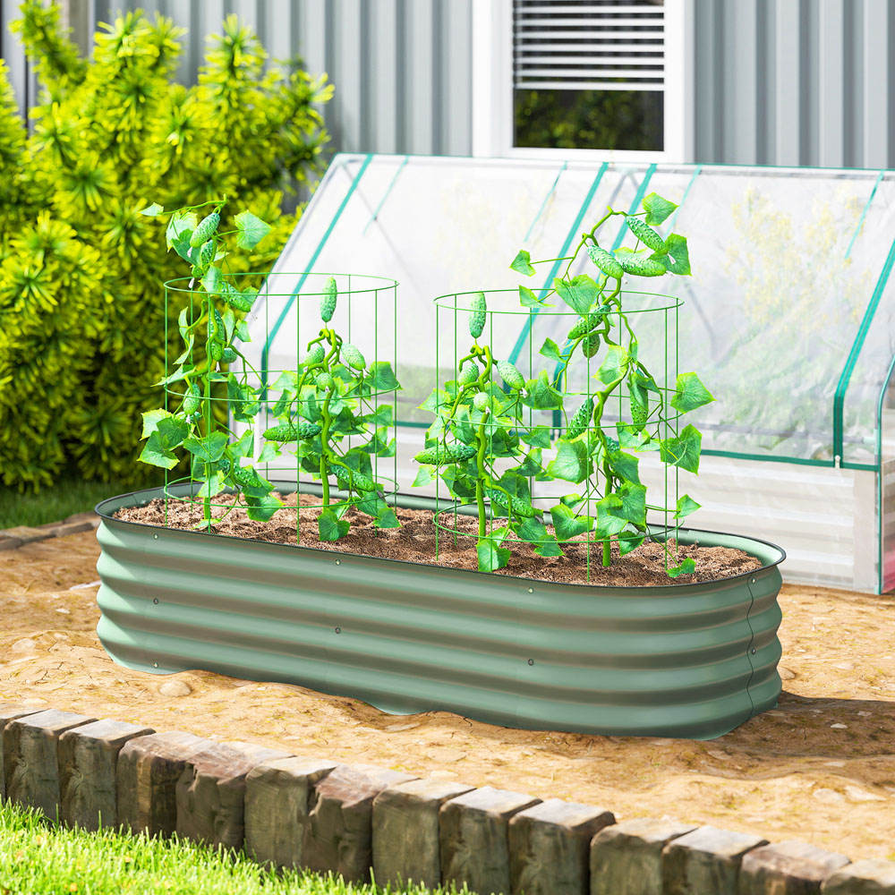 Outsunny Green Galvanised Steel Raised Garden Bed Planter with Safety Edging 62 x 150cm Image 2