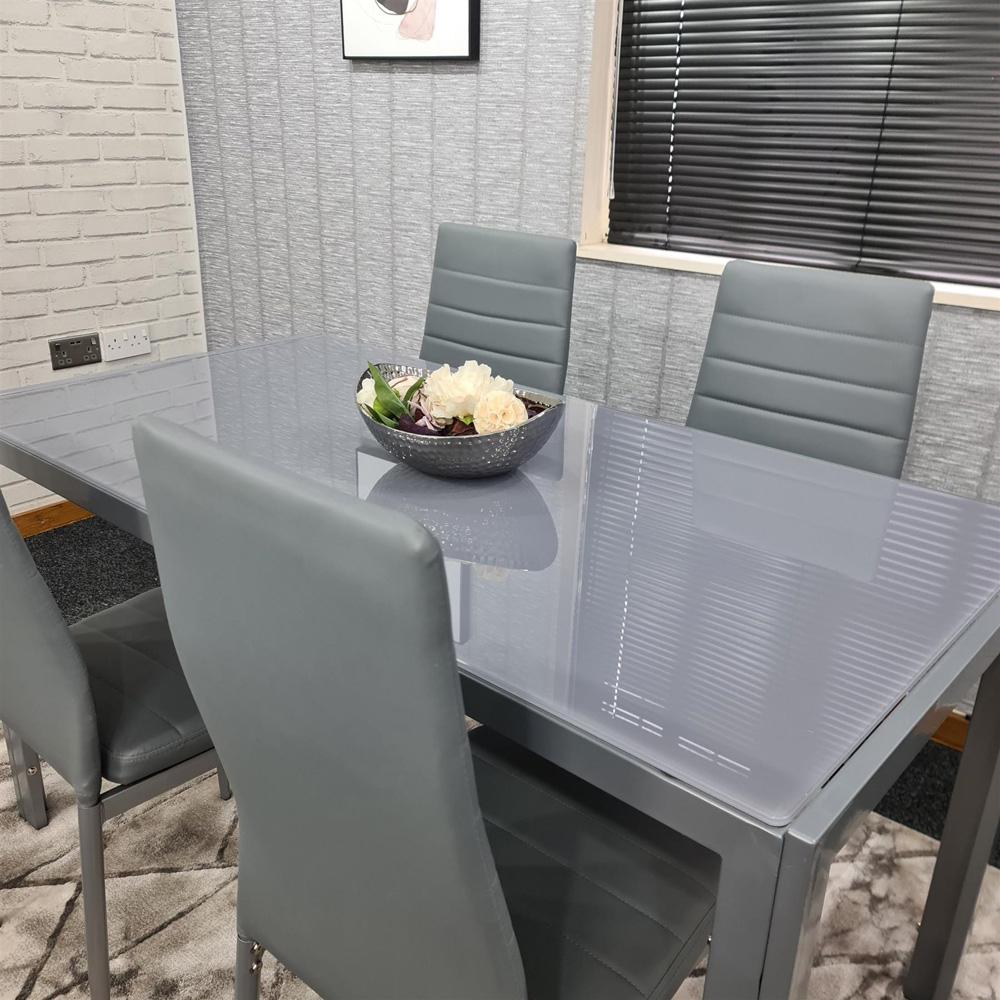 Portland 4 Seater Leather Dining Set Grey Image 6