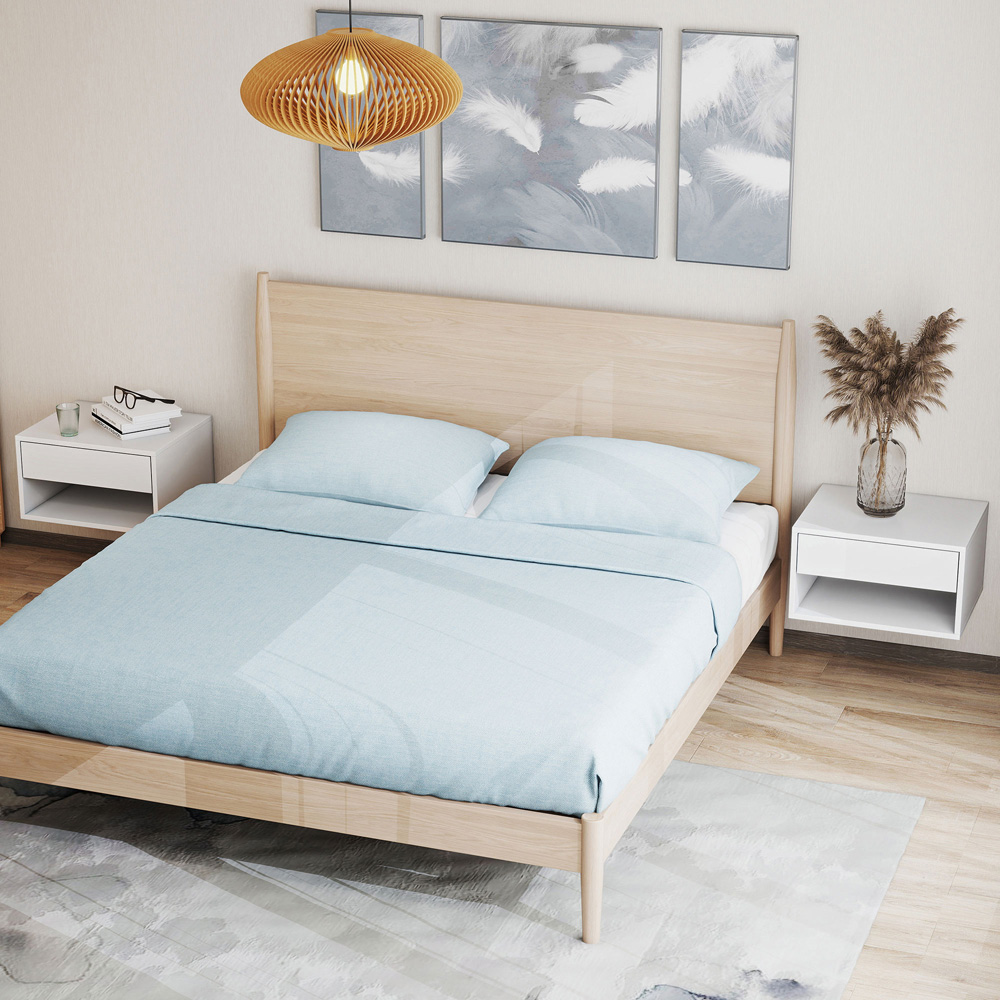 Portland Single Drawer Single Shelf White Floating Nightstand Set of 2 Image 5