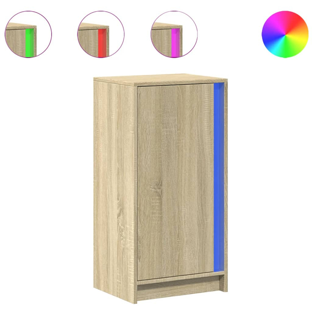 vidaXL Single Door Sonoma Oak Sideboard with RGB LED Lights Image 2