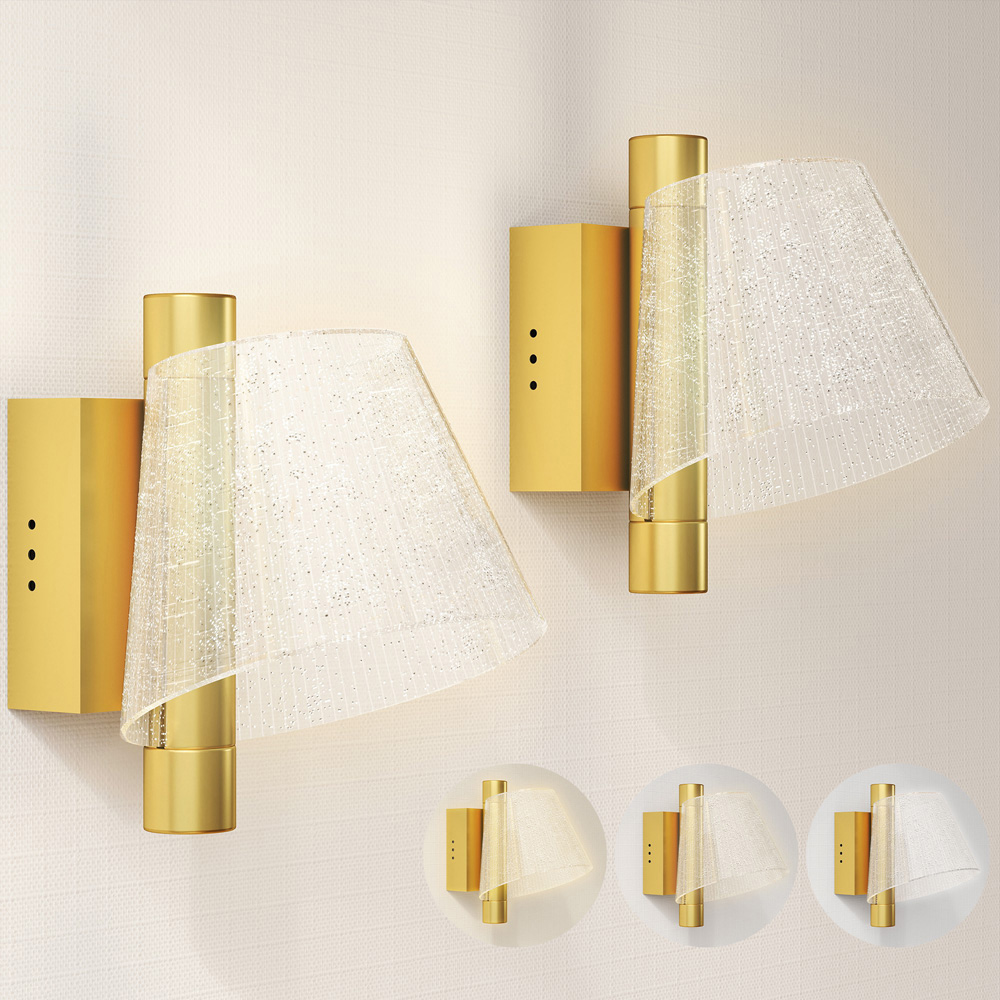 HOMCOM Gold Modern Starry LED Wall Light 2 Pack Image 2