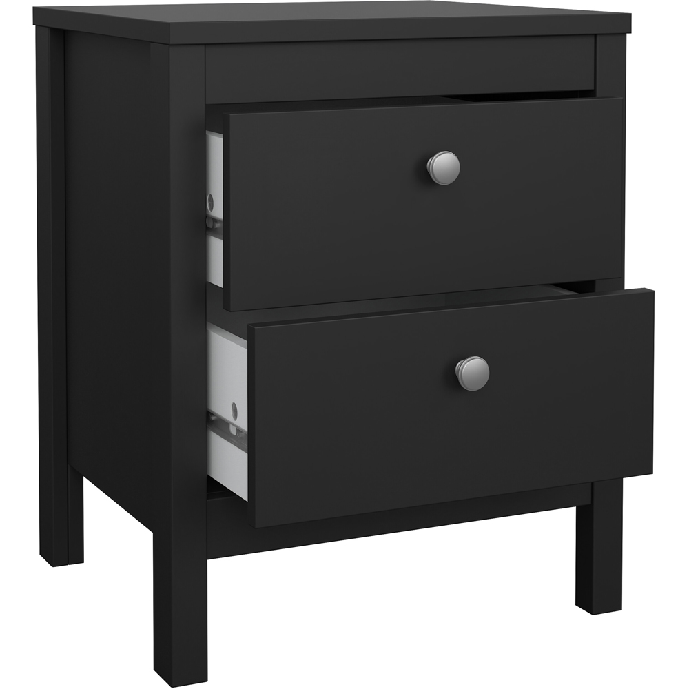 Florence Madrid 2 Drawer Matt Black Bedside Table Image 4