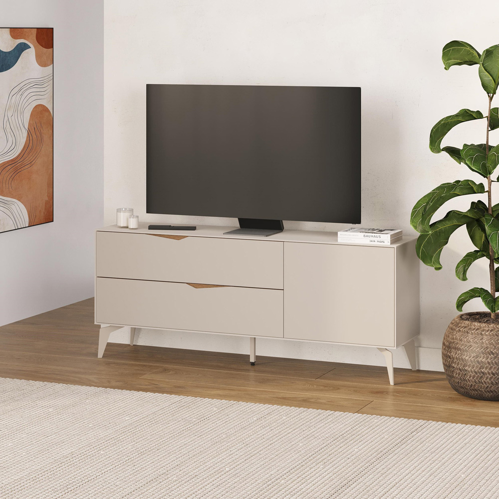 Decortie Jaden Single Door 2 Drawer Sandstone TV Unit Image 5