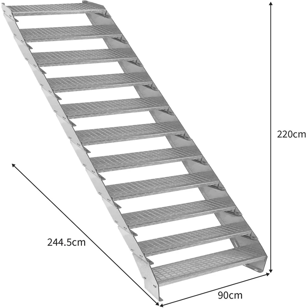 MonsterShop 11 Section Adjustable Galvanised Staircase 900mm Image 5