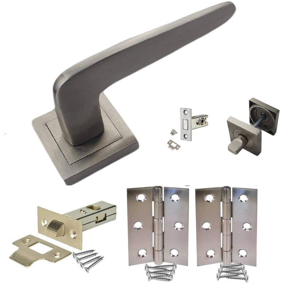 Golden Grace Satin Stainless Steel Venus Bathroom Door Handle Set Image 1