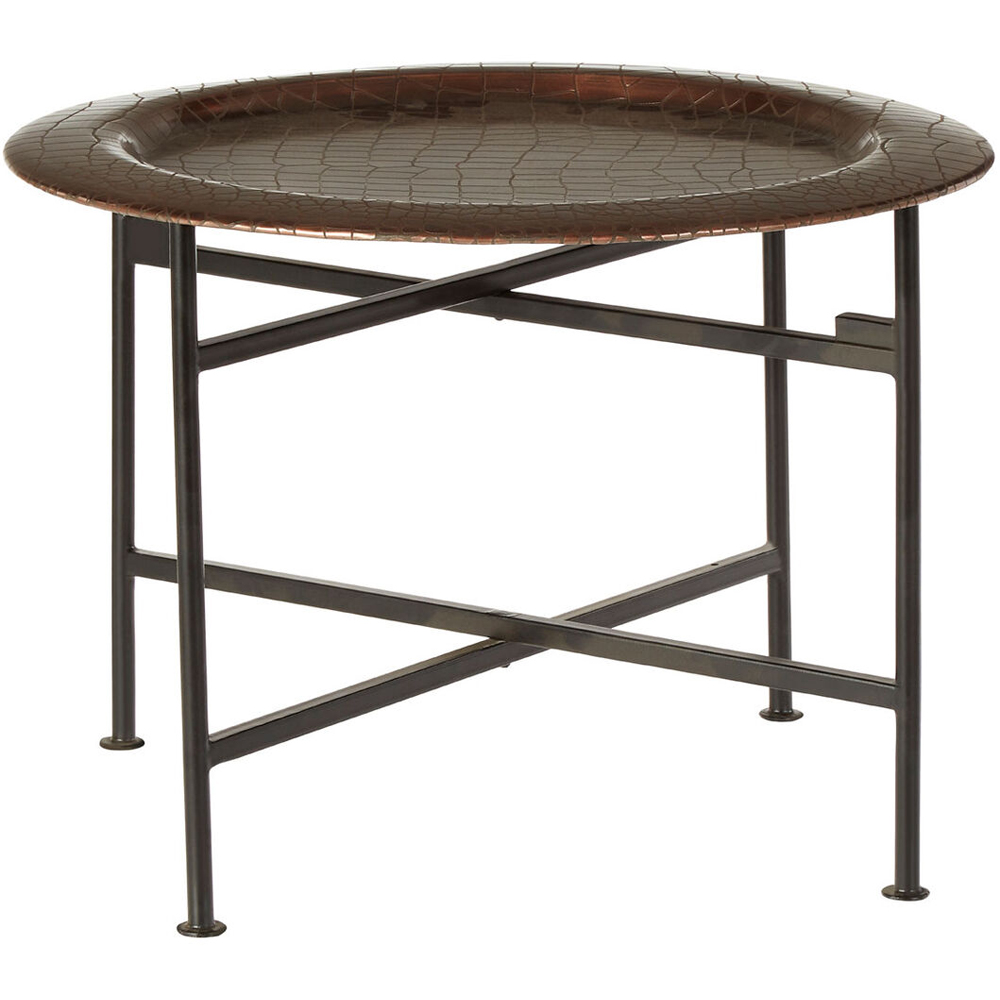 Premier Housewares Hege Black and Copper Finish Crocodile Texture Round Side Table Image 3