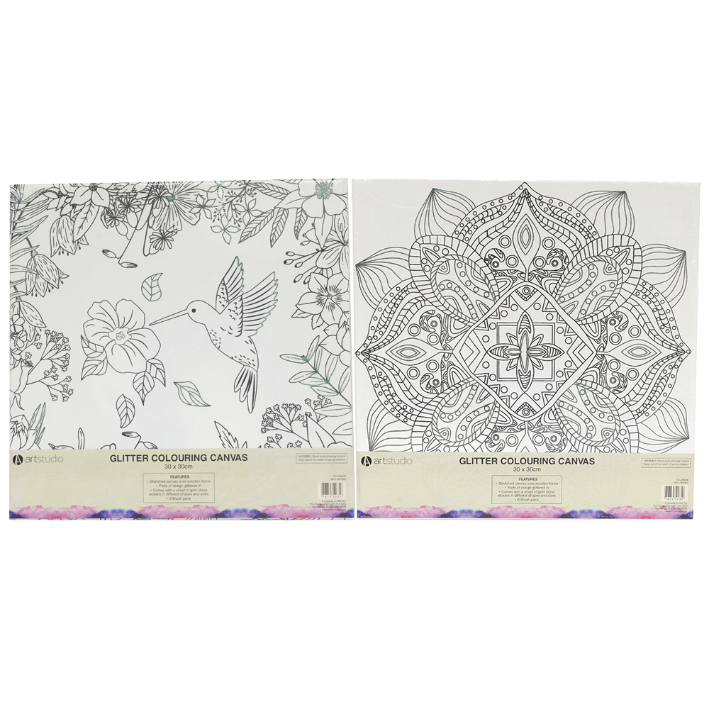 Art Studio Glitter Colouring Canvas Image 1