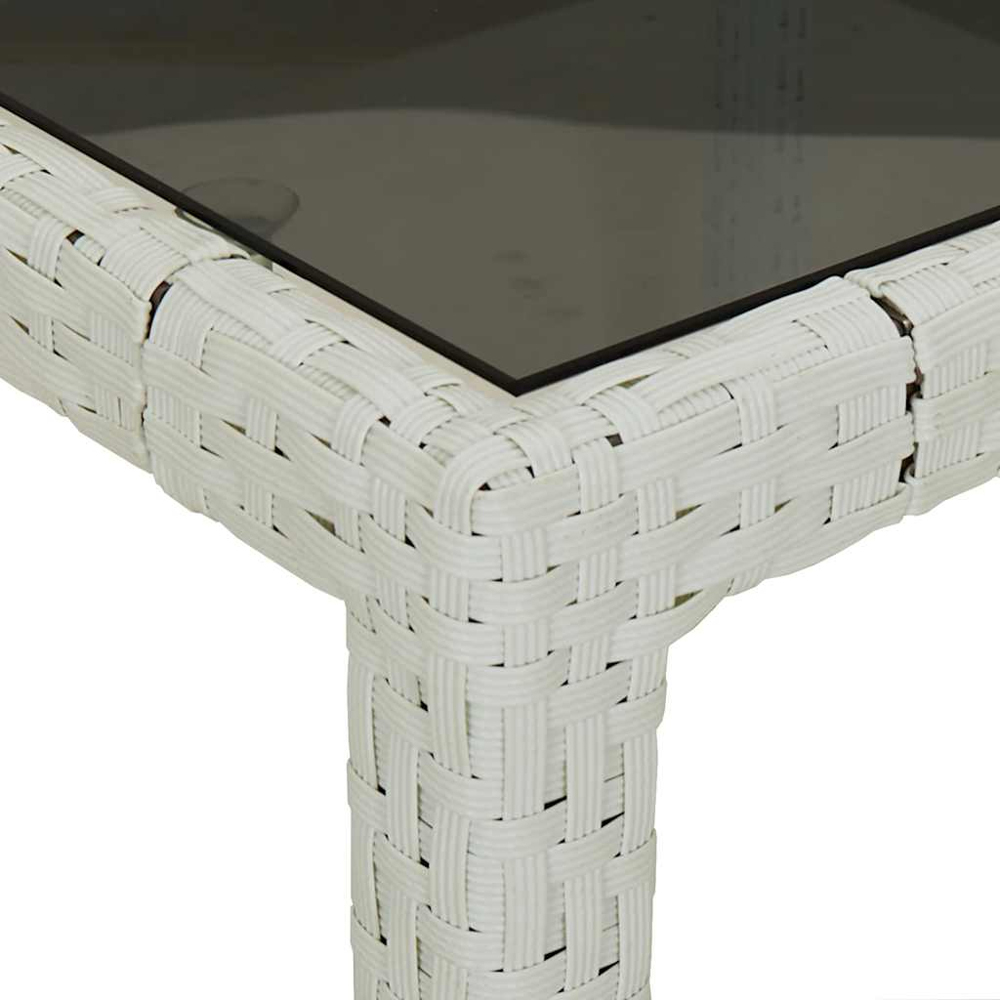 vidaXL 8 Seater White Polyrattan and Tempered Glass Garden Table Image 6