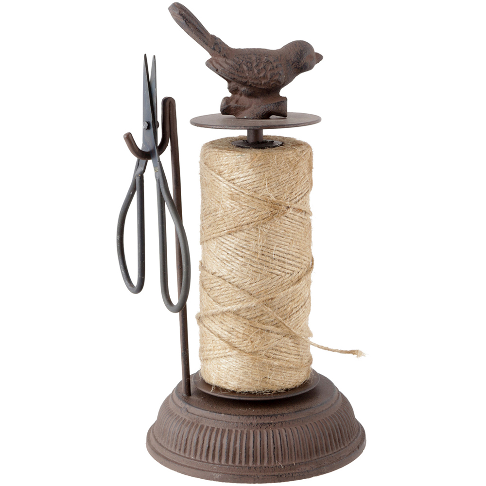 Dibor Vintage Cast Iron Perched Bird Garden String Twine Dispenser with Scissors Image 1