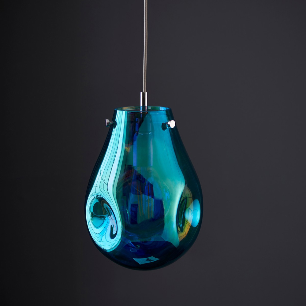 Merano Perugia Small Metallic Glass Petrol Pendant Ceiling Lamp Image 4