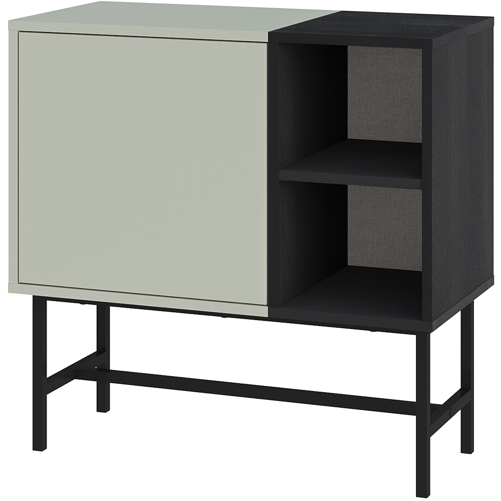 Decortie Mona Single Door 2 Shelf Ash Green and Black Wood Mini Console Table Image 2