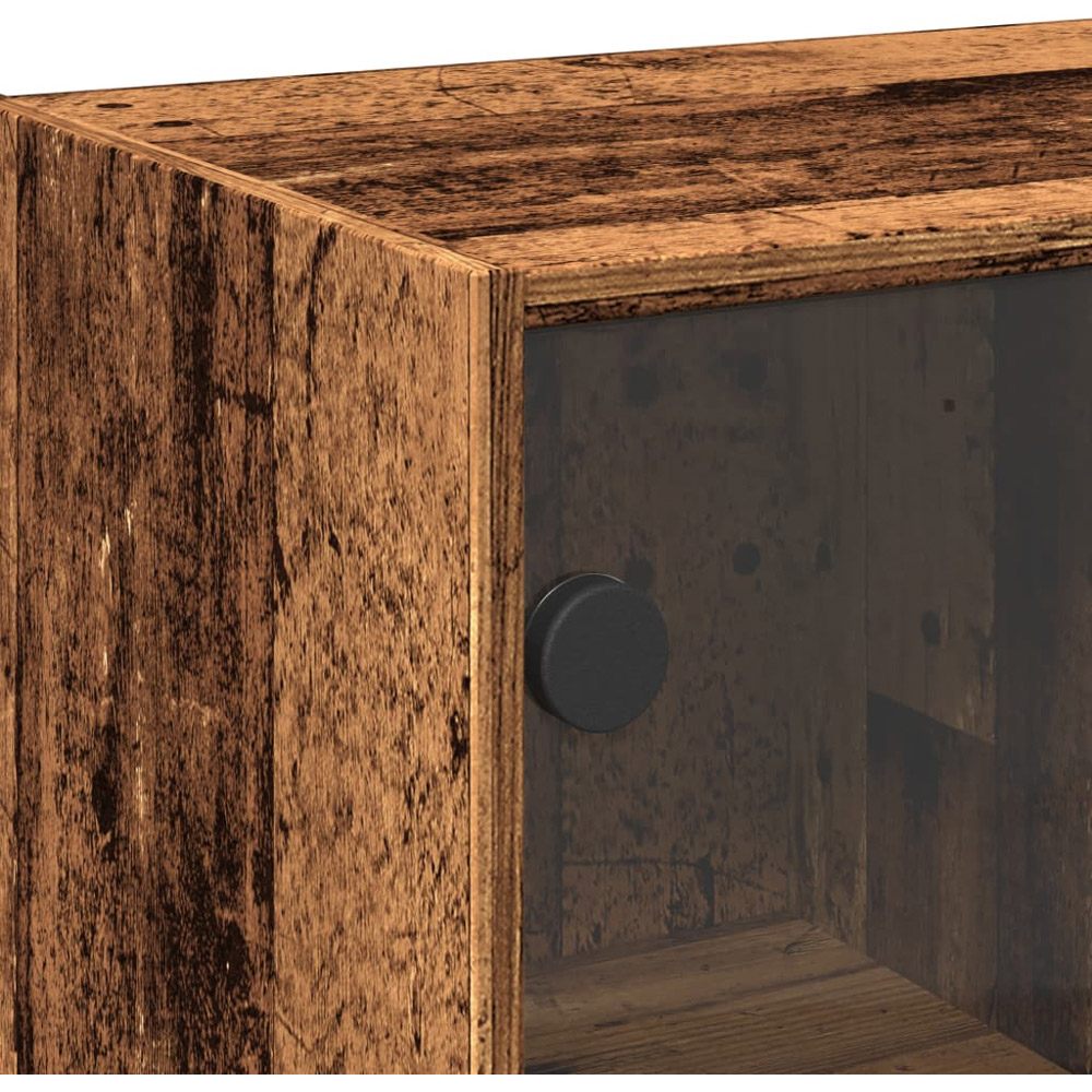 vidaXL 2 Glass Door 2 Shelf Old Wood Sideboard Image 8
