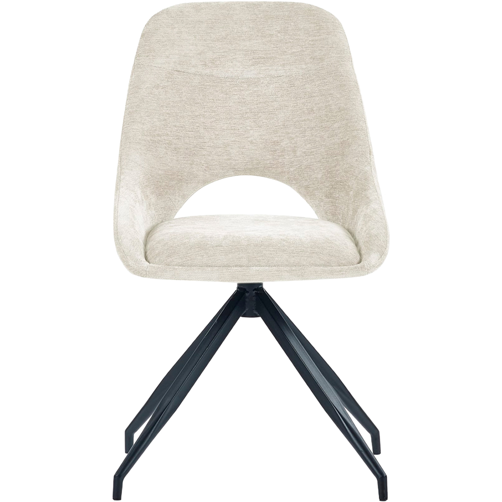 Julian Bowen Jonah Set of 2 Cream Chenille Upholstered Swivel Dining Chair Image 4