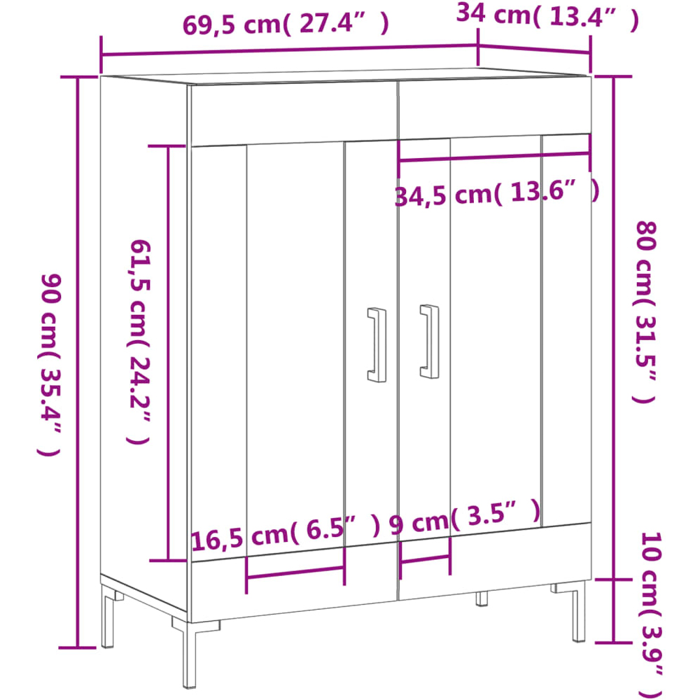 vidaXL 2 Door Smoked Oak Sideboard Image 6