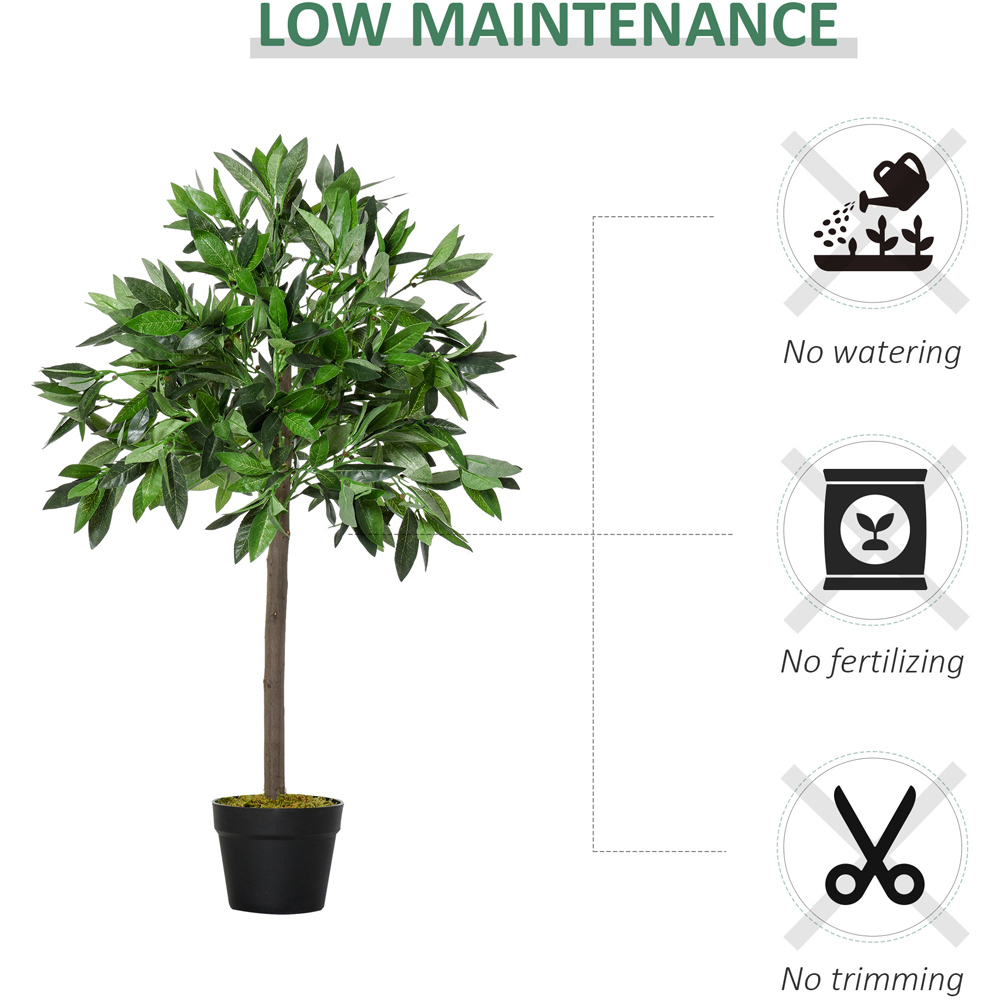 Outsunny Bay Leaf Laurel Ball Tree Artificial Plant In Pot 3ft 2 Pack Image 6