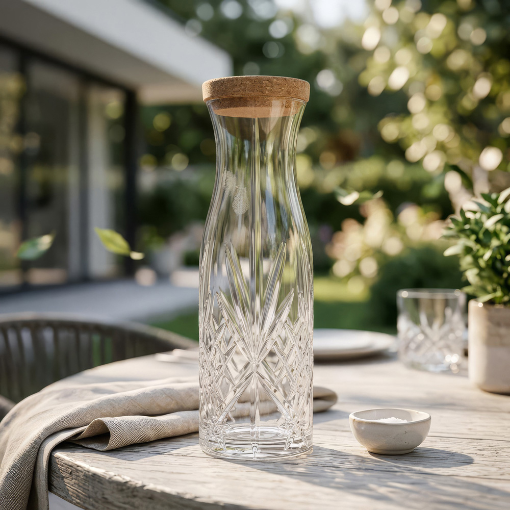 RCR Crystal Melodia Clear Glass Carafe with Cork Lid 1L 6 Pack Image 4