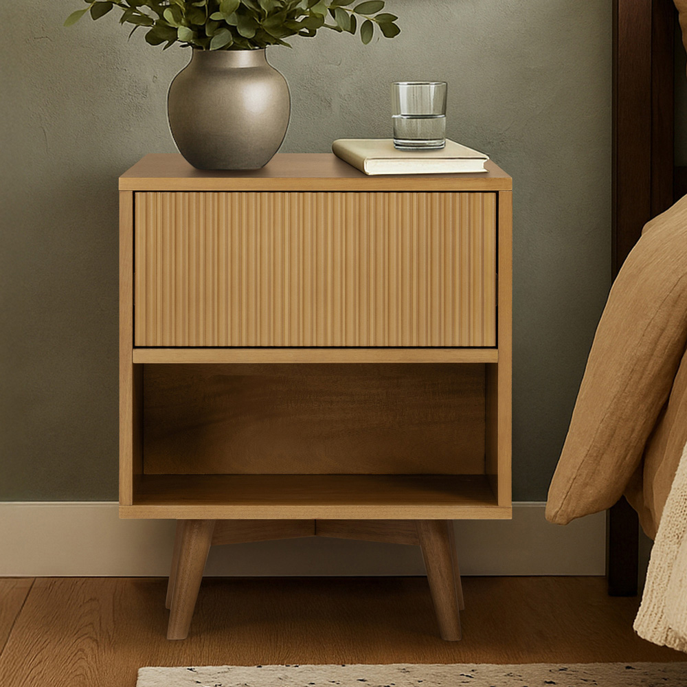 Teamson Home Tremolo Single Drawer Single Shelf Natural Nightstand Image 8