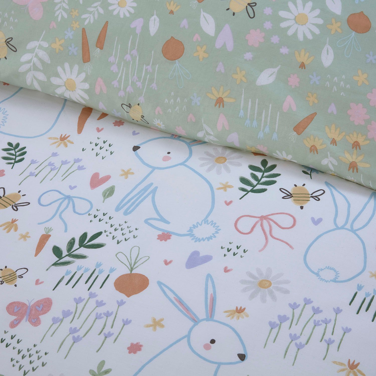 Easter Bunny Duvet Cover and Pillowcase - White Image 5