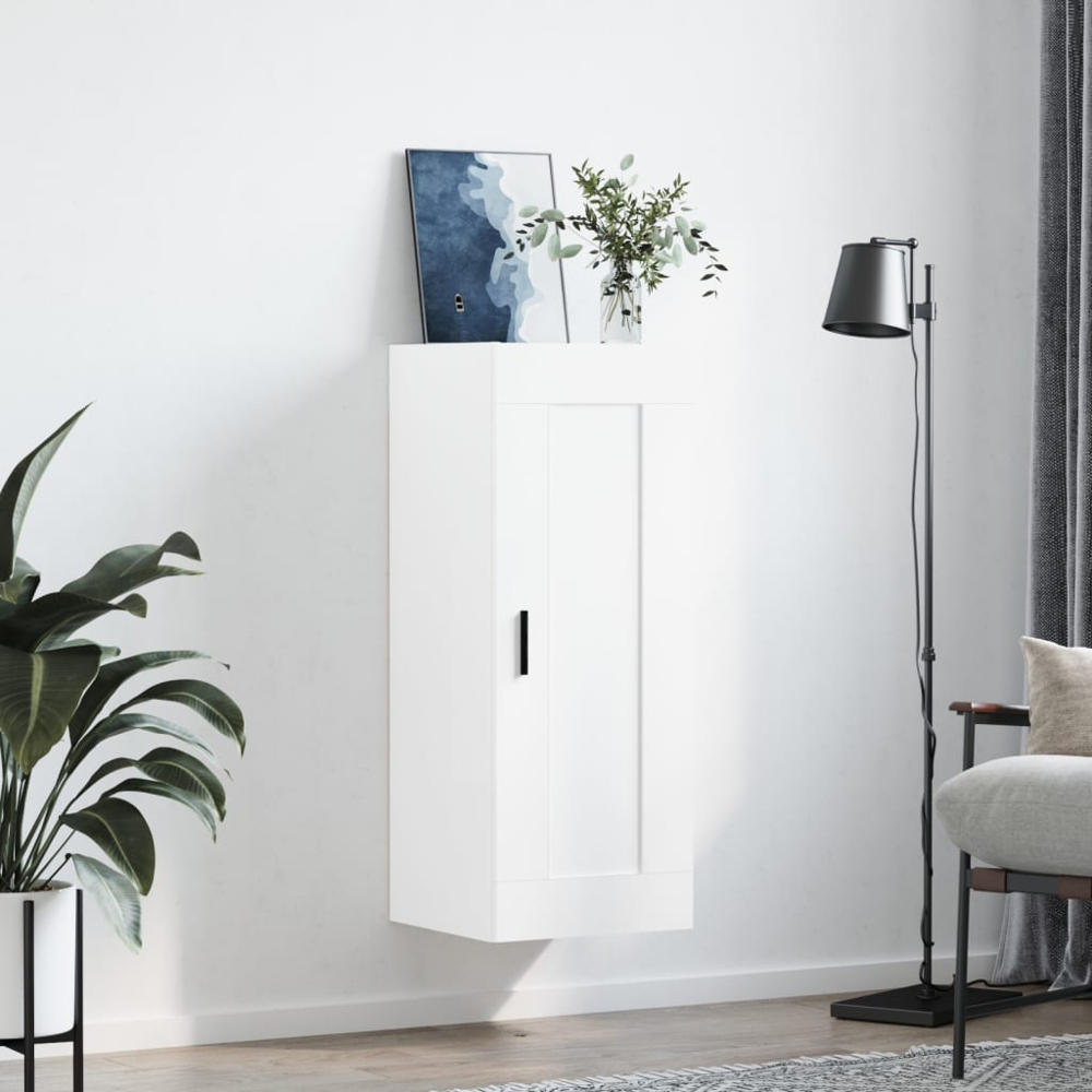 vidaXL Single Door White Wall Mounted Slim Cabinet Image 3
