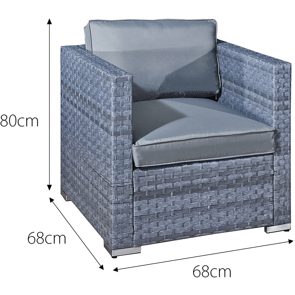 Oseasons Malta 9 Seater Ocean Grey Rattan Rising Firepit U-Shape Sofa Set with Footstool Image 4