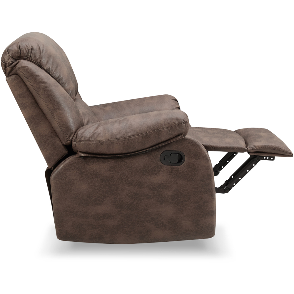 Home Detail Enoch Single Seater Brown Faux Leather Manual Recliner Sofa Image 5
