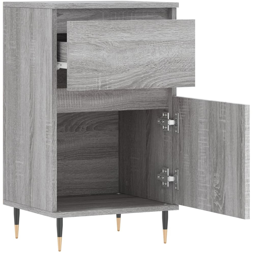 vidaXL Single Door Single Drawer Grey Sonoma Wooden Sideboard Image 4