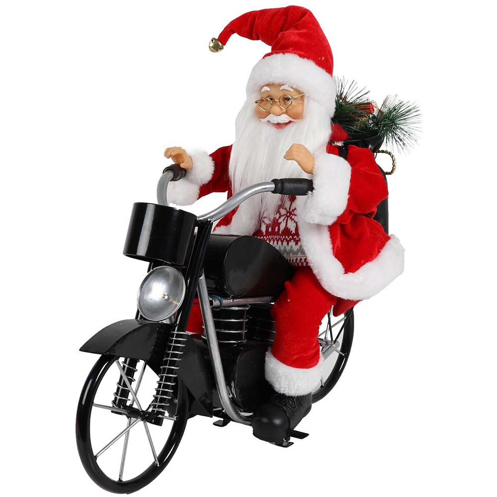 Musical Santa Riding Motorbike - Red Image 1