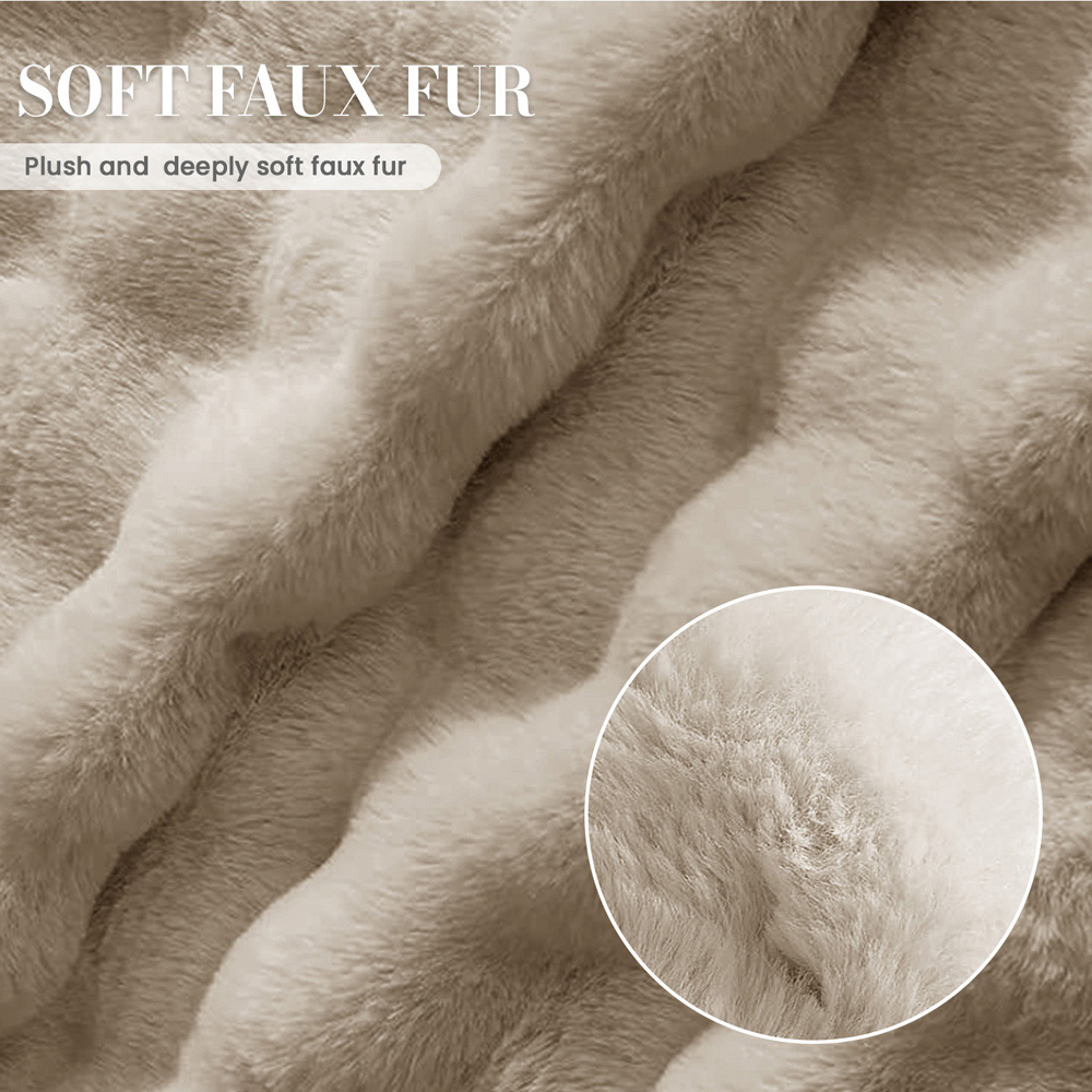 Sweet Dreams Alpine Double Beige Faux Fur Fitted Sheet Image 3