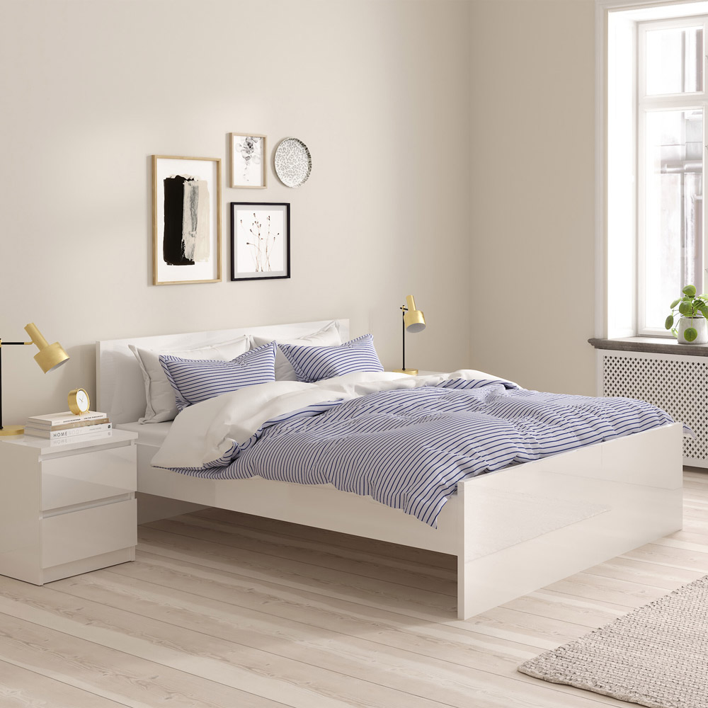 Florence Double White High Gloss Bed Frame Image 7