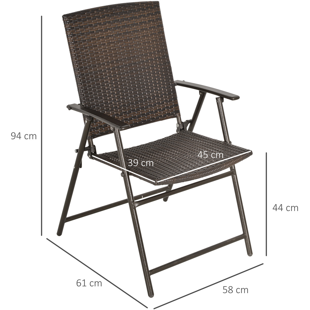 Outsunny Set of 2 Brown Rattan Folding Garden Chair Image 7