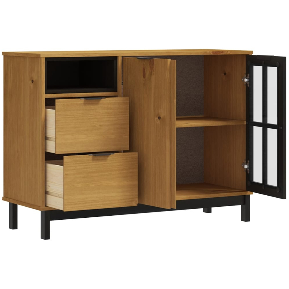 vidaXL Flam 2 Door 2 Drawer Single Shelf Solid Pine Wood Sideboard Image 4