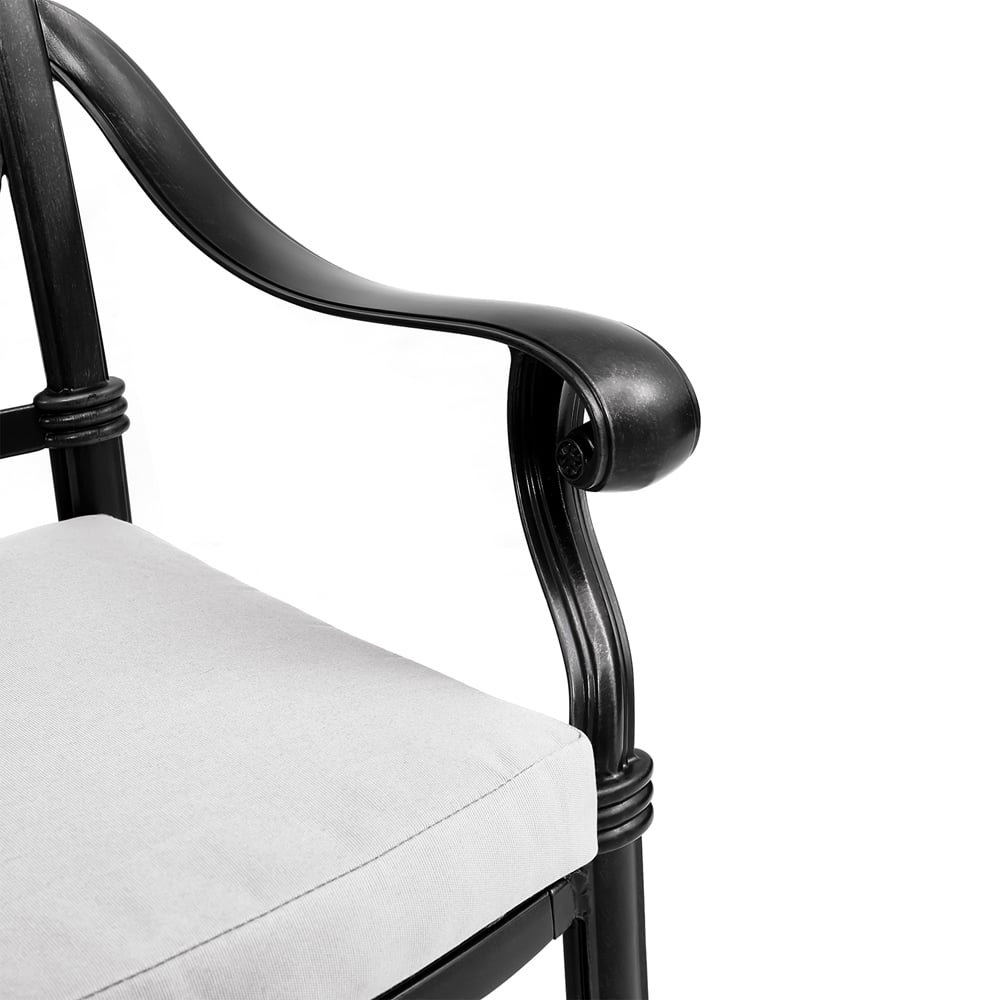 Living and Home Set of 2 Black Cast Aluminium Chairs with Cushions Image 4