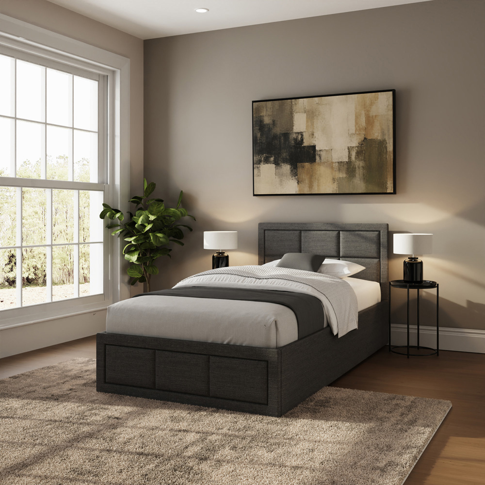 GFW Jamie Single Grey End Lift Ottoman Bed with Memory Pocket Spring Mattress Image 6