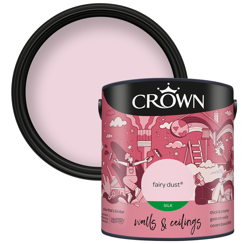 Crown Breatheasy Walls & Ceilings Fairy Dust Silk Emulsion Paint 2.5L Image 1