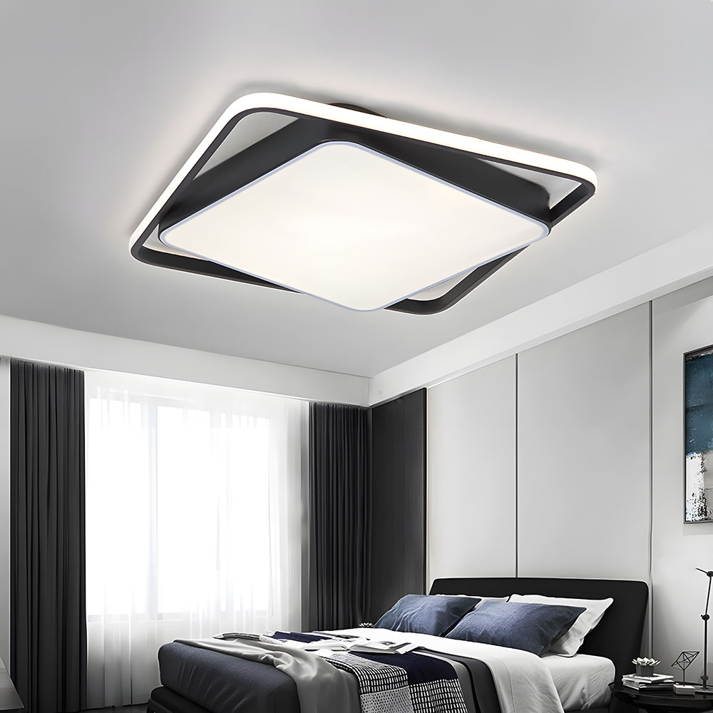 Living and Home Black and White Adjustable LED Ceiling Light with Remote Image 2