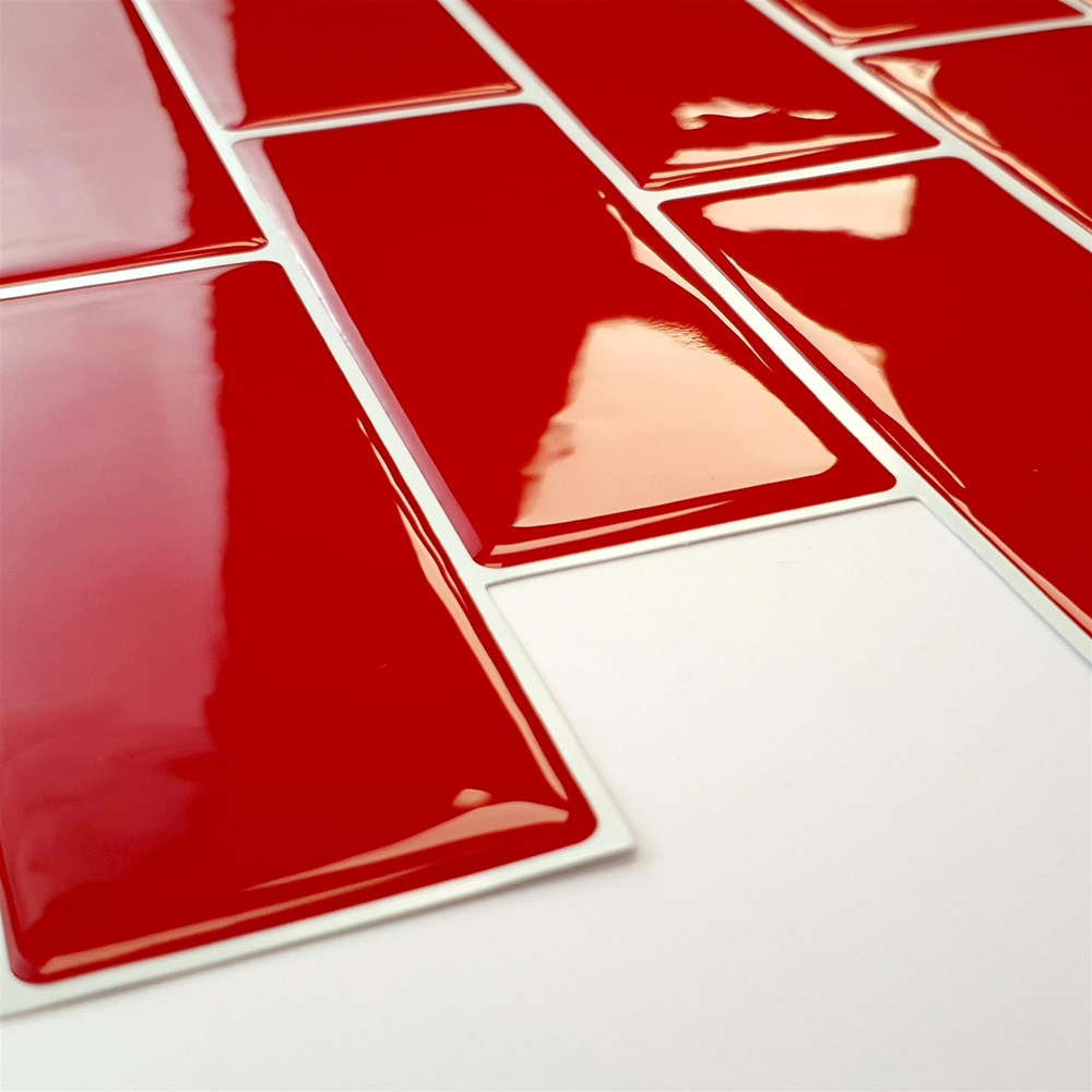 Walplus Cherry Red Retro Glossy 3D Tile Sticker 30.5 x 30.5cm 12 Pack Image 4