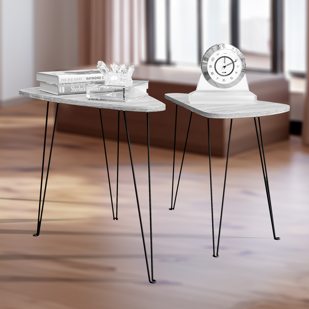 Vida Designs Brooklyn Grey Nest of Oval Tables Set of 2 Image 1