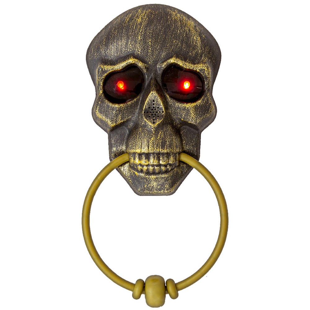 Global Gizmos Halloween Rustic Bronze Skull Doorbell 30 x 14cm Image 1