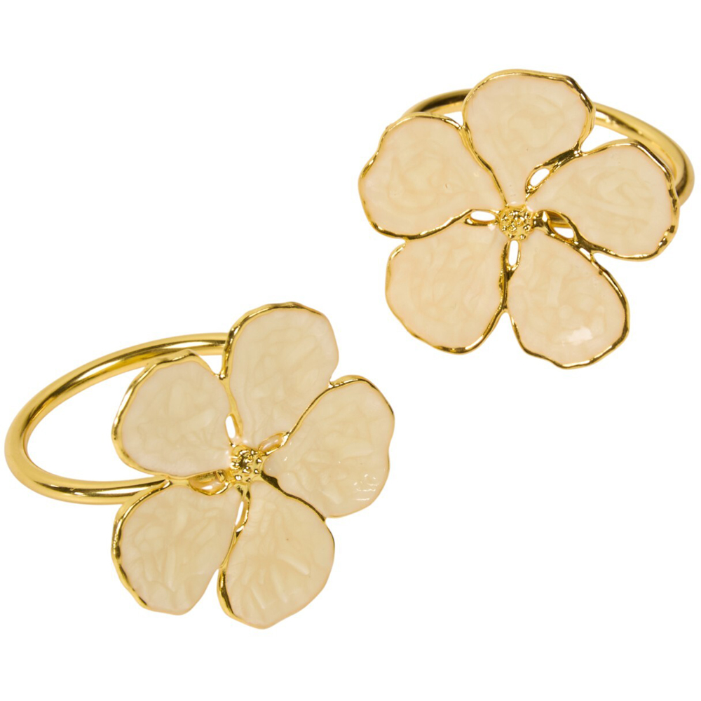 Pack of 2 Flower Napkin Rings Neutral Image 2