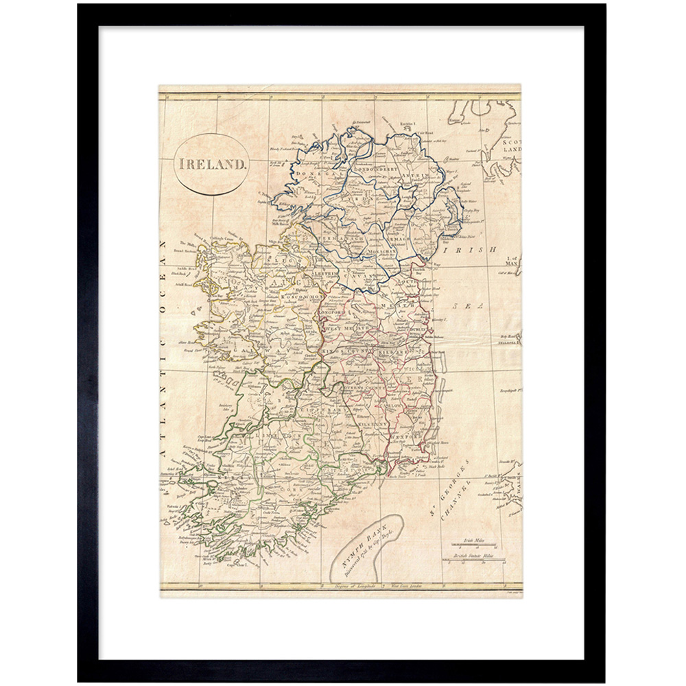 Wee Blue Coo Vintage 1799 Clement Cruttwell Map Ireland Framed Wall Art Print 30 x 41cm Image 1