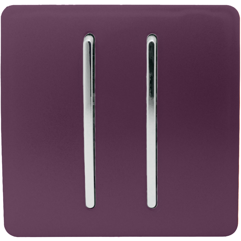 Trendi Switch 2 Gang 10amp Plum Purple Rocker Light Switch Image 1