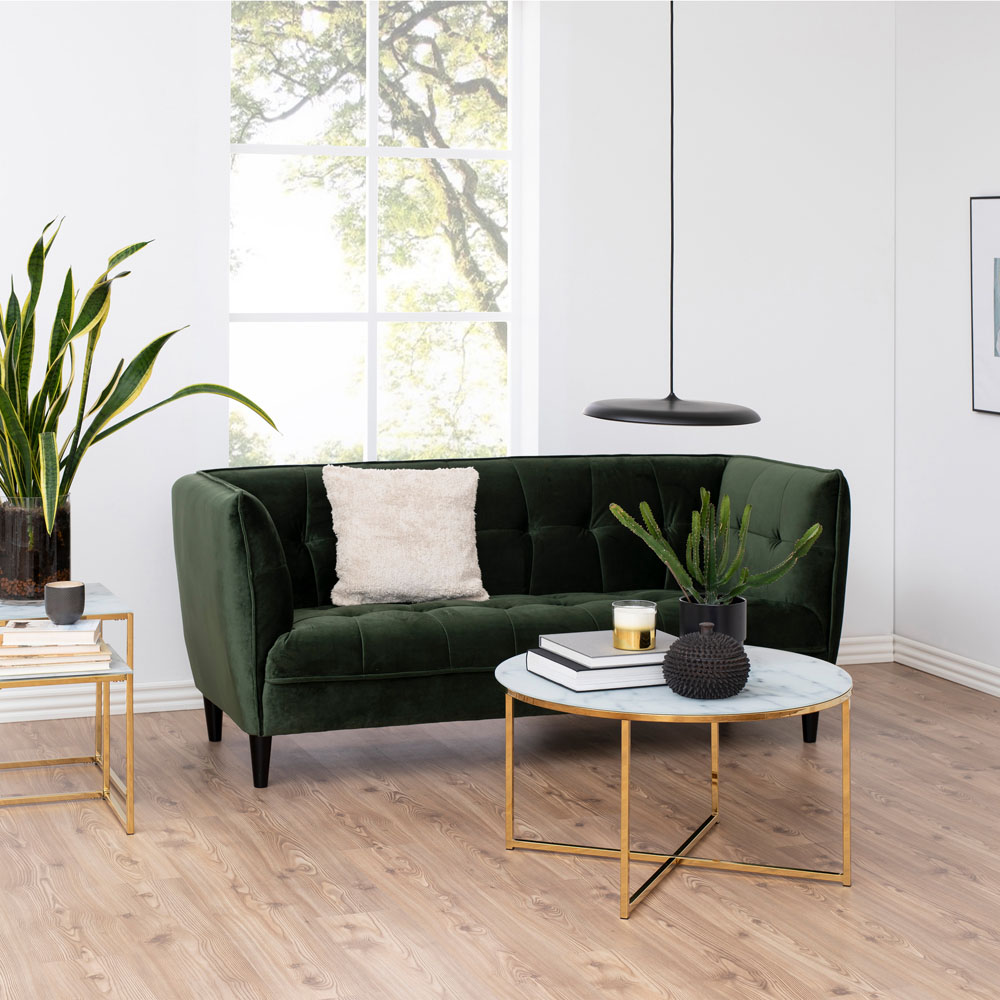 Florence Alisma White Marble Effect and Gold Round Coffee Table Image 7