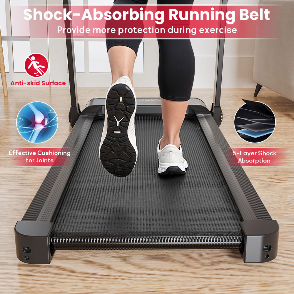 Rattrix Black Manual Incline Foldable Treadmill with 12 Preset Programs Image 7